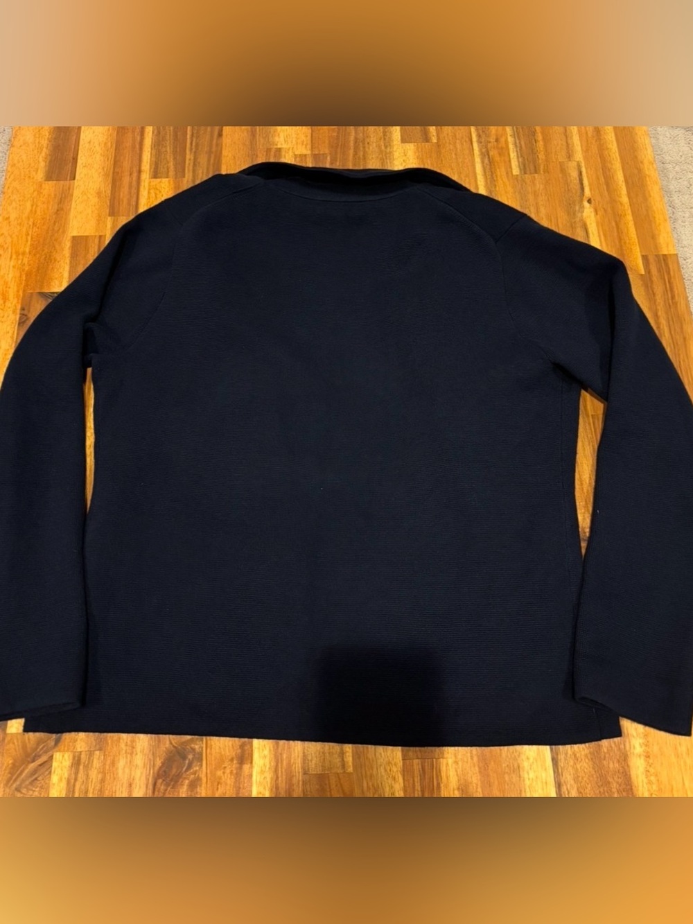 J. Crew Cropped Single-Button Sweater Blazer Knit Cotton Navy Blue Medium - Picture 9 of 14
